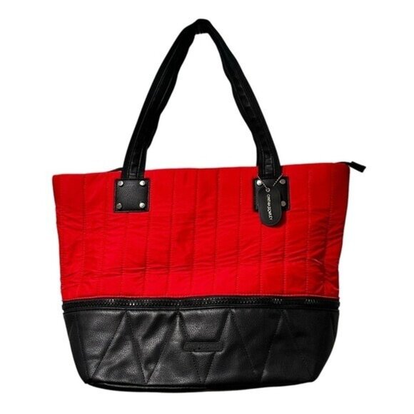 Cynthia Rowley Handbags - Cynthia Rowley Tote Bag Purse Expandable Travel Nylon Red Black Quilted Handbag
